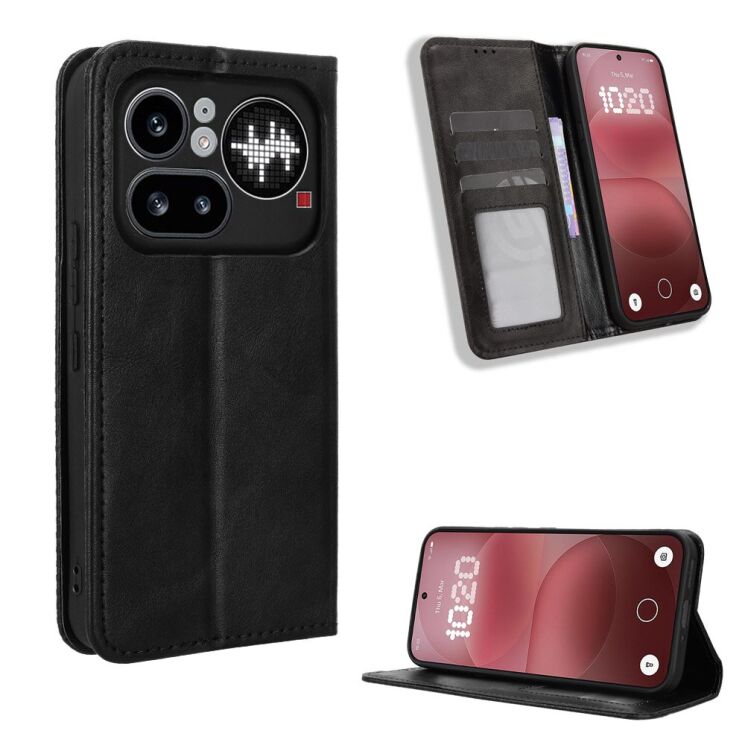 Чехол-книжка Deexe Retro Style для Nothing Phone (4a) Pro - Black (411405B) Чехол-книжка Deexe Retro Style для Nothing Phone (4a) Pro - Black: фото 2 из 19