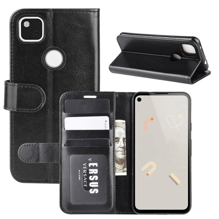 Класичний чохол-книжка Deexe Wallet Style для Google Pixel 4A - Black: фото 2 з 8