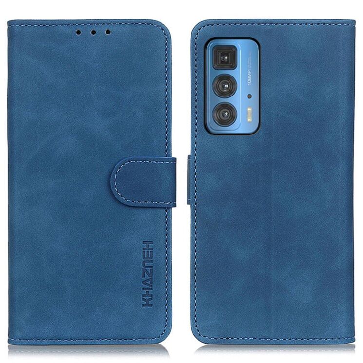Чехол-книжка KHAZNEH Retro Wallet для Motorola Edge 20 Pro - Blue: фото 2 из 11