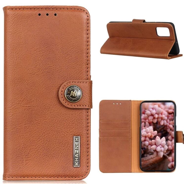Чохол-книжка із застібкою KHAZNEH Wallet Cover для Realme 7 Pro - Light Brown: фото 1 з 10