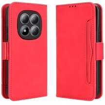 Чехол-книжка с карманами Deexe Wallet Stand для Xiaomi Redmi Note 15 Pro Plus / Poco M8 Pro 5G - Red: фото 1 из 17