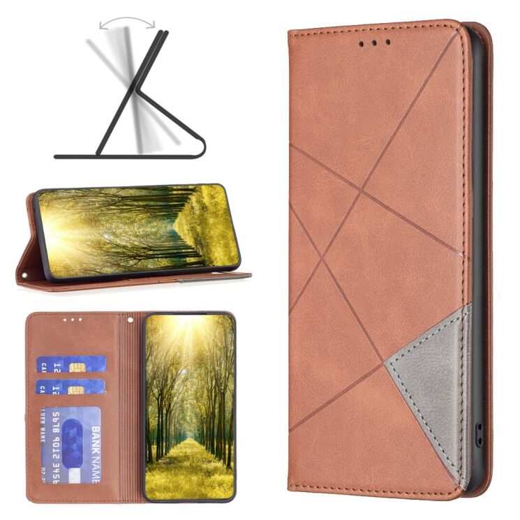 Чехол-книжка с карманами UniCase Geometric Pattern для Google Pixel 11 Pro XL - Brown: фото 4 из 12