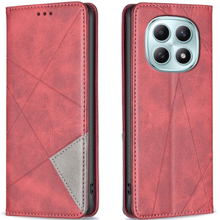 Чехол-книжка с карманами UniCase Geometric Pattern для Xiaomi Redmi Note 15 Pro - Red: фото 1 из 10