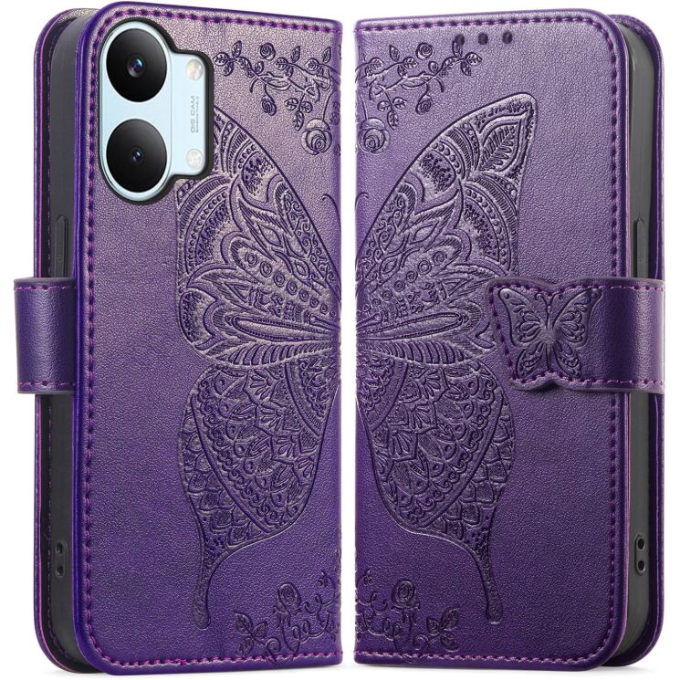 Чехол-книжка с рисунком UniCase Butterfly Pattern для Xiaomi Poco X8 Pro Max - Dark Purple: фото 1 из 10