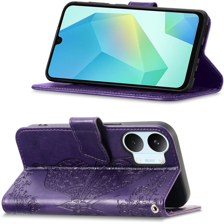Чехол-книжка с рисунком UniCase Butterfly Pattern для Xiaomi Poco X8 Pro Max - Dark Purple: фото 2 из 10