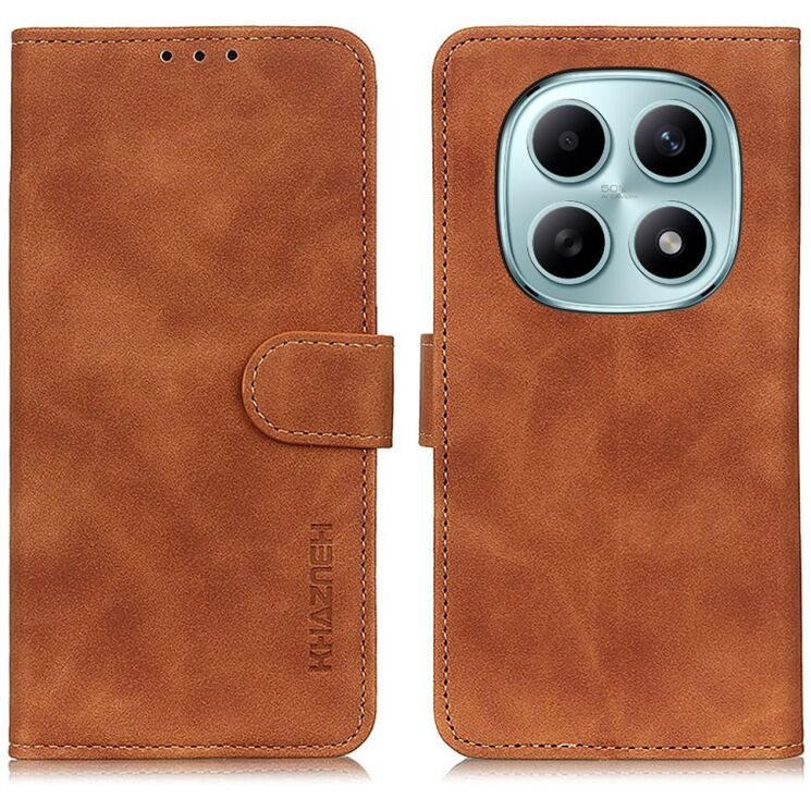 Чехол-книжка с застежкой KHAZNEH Retro Wallet для Xiaomi Redmi Note 15 5G / Poco M8 5G - Brown: фото 1 из 8