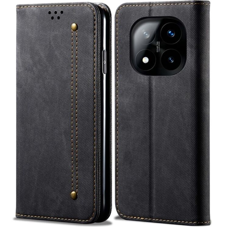 Чехол-книжка UniCase Jeans Wallet для Xiaomi Redmi Note 14 Pro 5G / Poco X7 - Black: фото 1 из 6
