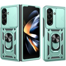 Чехол (PC+TPU) с подставкой Deexe Armor Shield (FF) для Samsung Galaxy Fold 8 Ultra - Green: фото 1 из 11