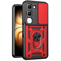 Чохол із захистом камери Deexe Armor Shield для Infinix Hot 70 Pro - Red: фото 1 з 9