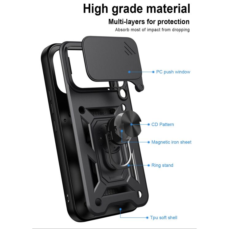 Чохол із захистом камери Deexe Armor Shield для Xiaomi Poco F9 Ultra - Blue: фото 2 з 9