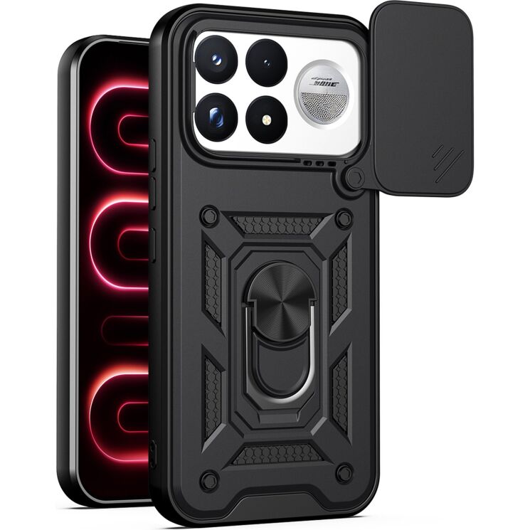 Чехол с защитой камеры Deexe Armor Shield для Xiaomi Poco F9 Ultra - Black: фото 1 из 9