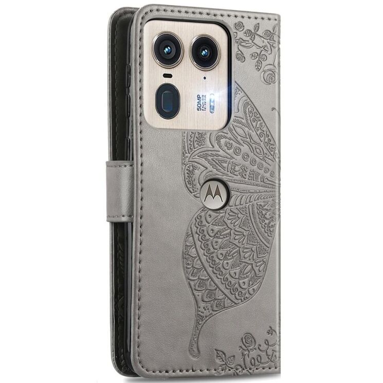 Чехол UniCase Butterfly Pattern для Motorola Edge 50 Ultra - Grey: фото 5 из 8