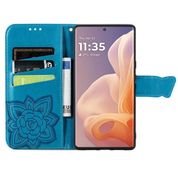 Чохол UniCase Butterfly Pattern для Motorola Moto G85 - Blue: фото 2 з 6