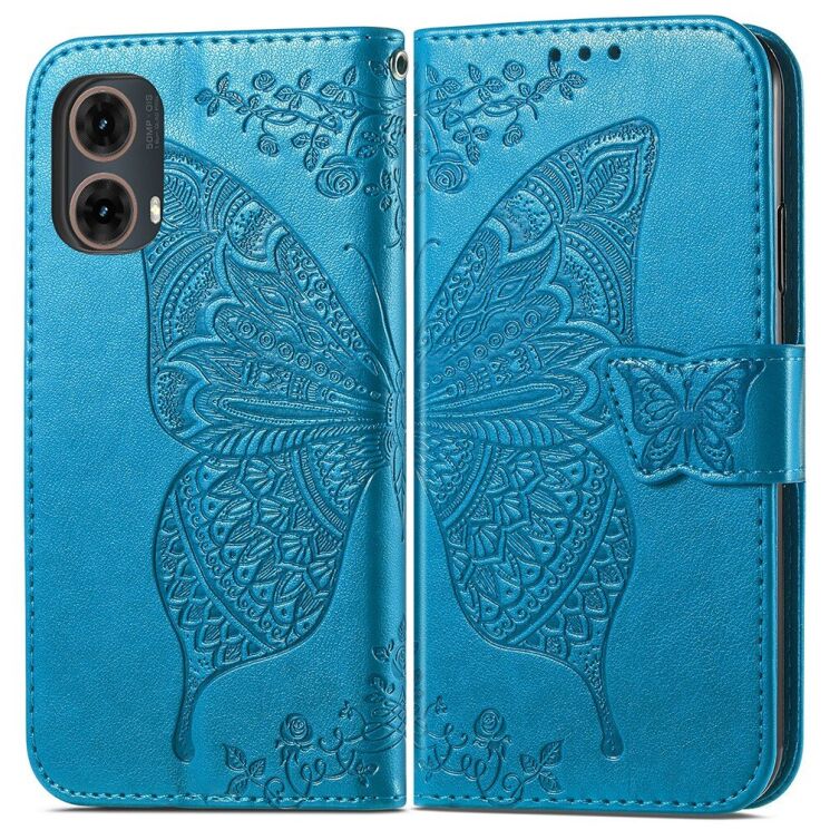 Чохол UniCase Butterfly Pattern для Motorola Moto G85 - Blue: фото 1 з 6