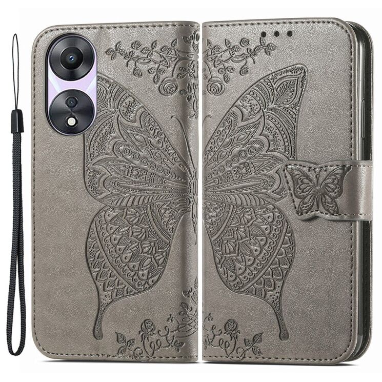 Чехол UniCase Butterfly Pattern для OPPO A78 - Grey: фото 1 из 5