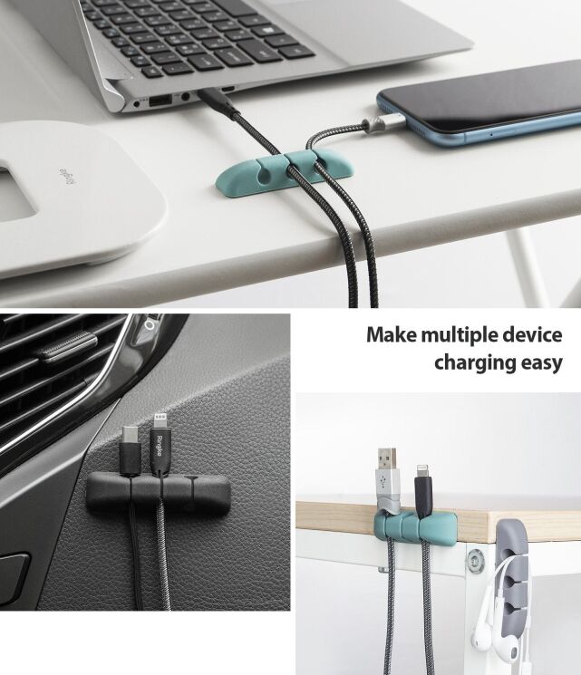 Держатель для кабелей Ringke Silicone Cable Organizer (8809688890727) - Black: фото 4 из 10