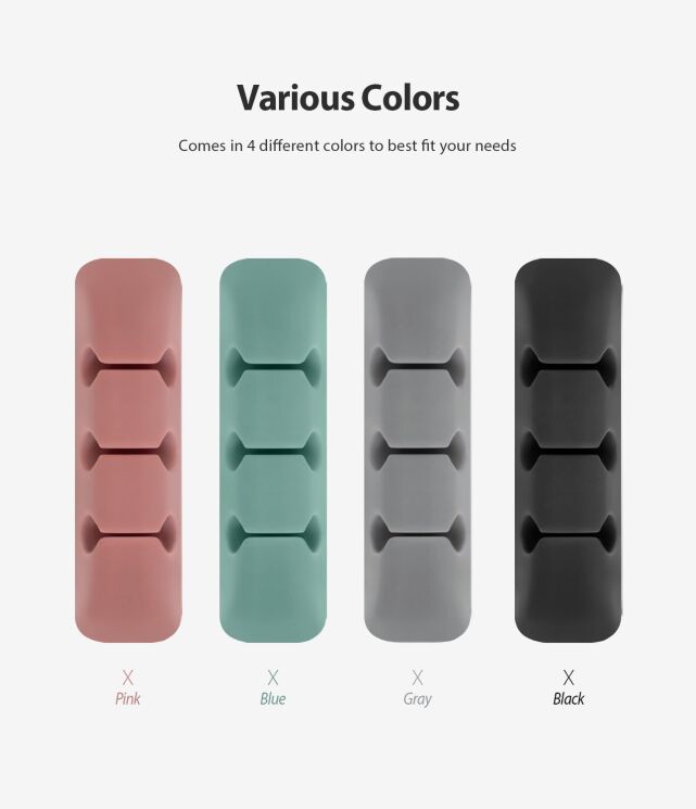 Держатель для кабелей Ringke Silicone Cable Organizer (8809688890727) - Black: фото 9 из 10