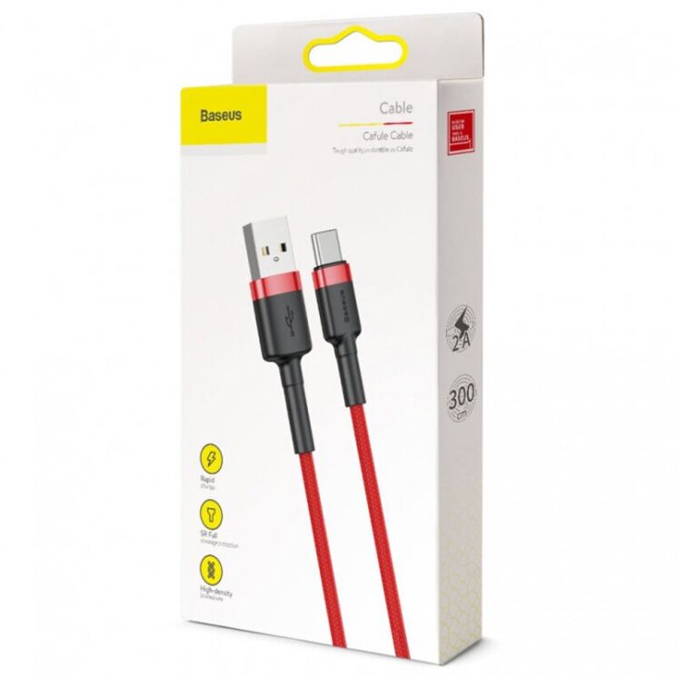 Кабель Baseus Cafule USB to Type-C (2A, 3m) CATKLF-U09 - Red: фото 6 з 18