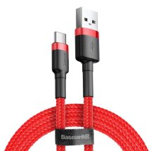 Кабель Baseus Cafule USB to Type-C (3A, 2m) CATKLF-C09 - Black / Red: фото 1 з 18