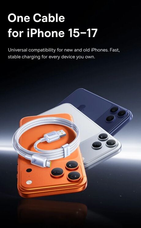 Кабель Baseus Crystal USB to Type-C 100W (1m) E04279 - Moon White: фото 5 из 17