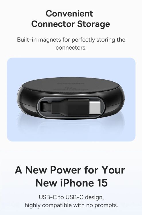 Кабель Baseus Free2Draw Type-C to Type-C (100W, 1m) P10364500211-00 - White: фото 11 з 24