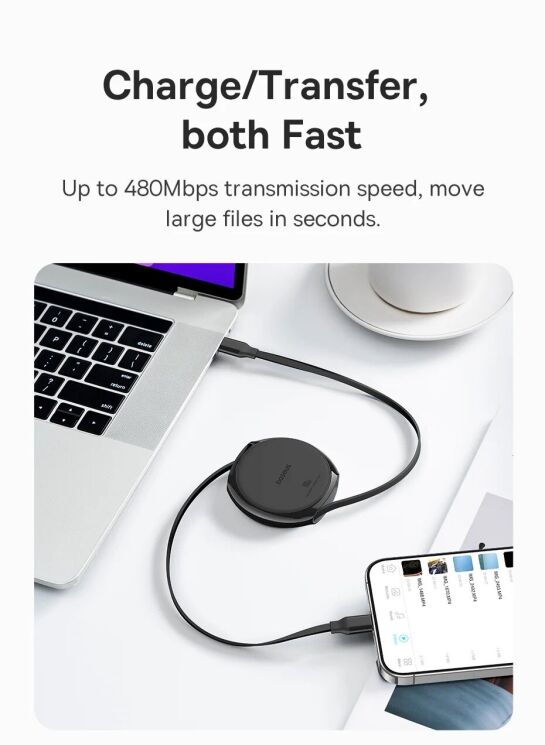 Кабель Baseus Free2Draw Type-C to Type-C (100W, 1m) P10364500211-00 - White: фото 19 з 24