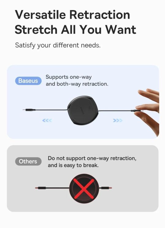 Кабель Baseus Free2Draw Type-C to Type-C (100W, 1m) P10364500211-00 - White: фото 7 з 24