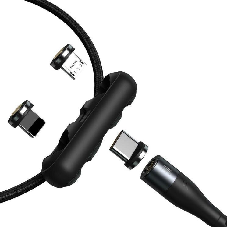 Кабель Baseus Zinc Magnetic USB to Lightning + Micro + Type-C (3A, 1m) CA1T3-AG1 - Gray / Black: фото 3 из 23