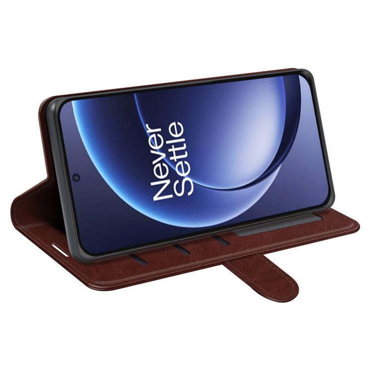 Классический чехол-книжка Deexe Wallet Style для OnePlus 15 - Brown: фото 3 из 7