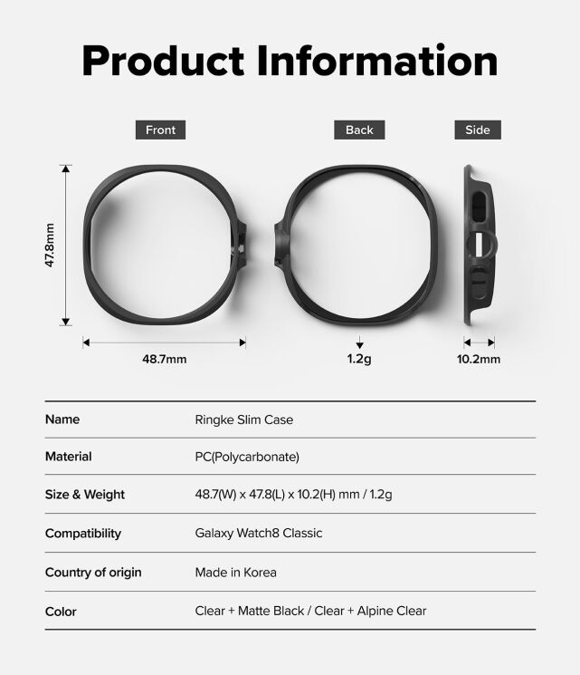 Комплект чехлов RINGKE Slim Case для Samsung Galaxy Watch 8 Classic (8800293855989) - Matte Black: фото 14 из 14