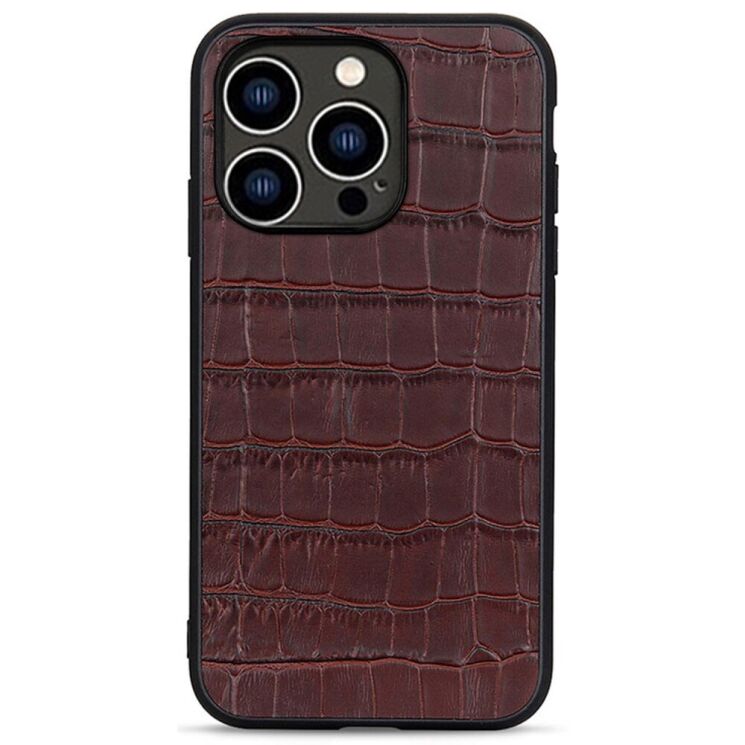 Шкіряний чохол UniCase Croco Skin для Apple iPhone 14 Pro - Brown: фото 1 з 5