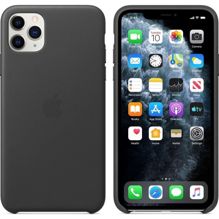 Оригинальный чехол Leather Case для Apple iPhone 11 Pro Max (MX0E2) - Black: фото 4 из 4