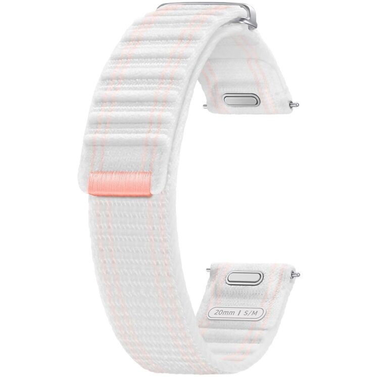 Оригинальный ремешок Fabric Band (S/M) для Samsung Galaxy Watch 4 / 4 Classic / 5 / 5 Pro / 6 / 6 Classic / 7 / FE (ET-SVL30SWEGEU) - Pink White: фото 1 из 3