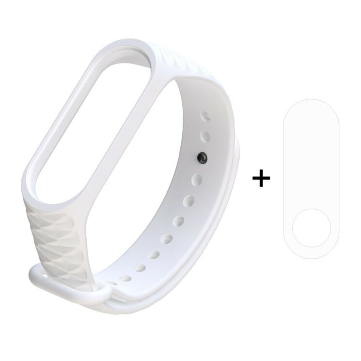 Ремінець Deexe 3D Diamond для Xiaomi Mi Band 3 - White: фото 1 з 5