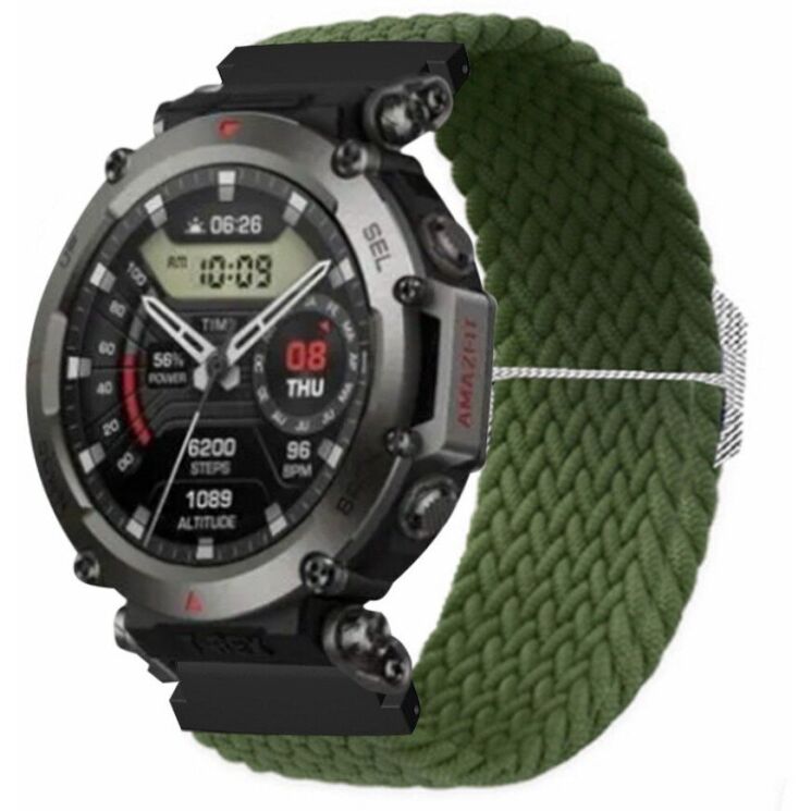 Ремінець Deexe Braided Strap для Huami Amazfit T-ReX Ultra - Army Green: фото 2 з 4