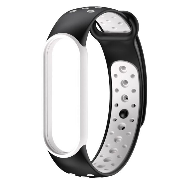 Ремешок Deexe Color Style для Xiaomi Mi Band 5 / Mi Band 6 / Mi Band 7 - Black / White: фото 1 из 1