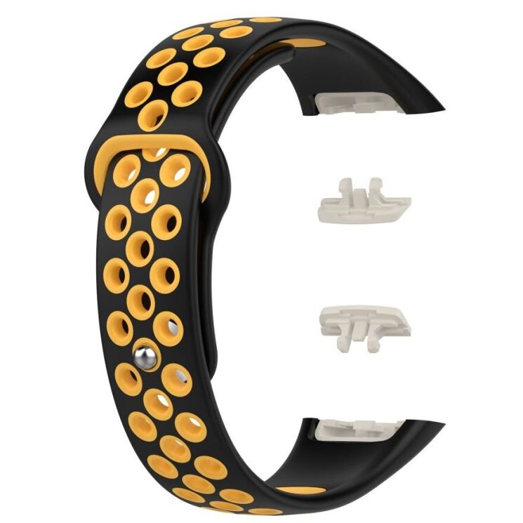 Ремінець Deexe Dot Color для Huawei Band 6 / Honor Band 6 - Black / Yellow: фото 5 з 12