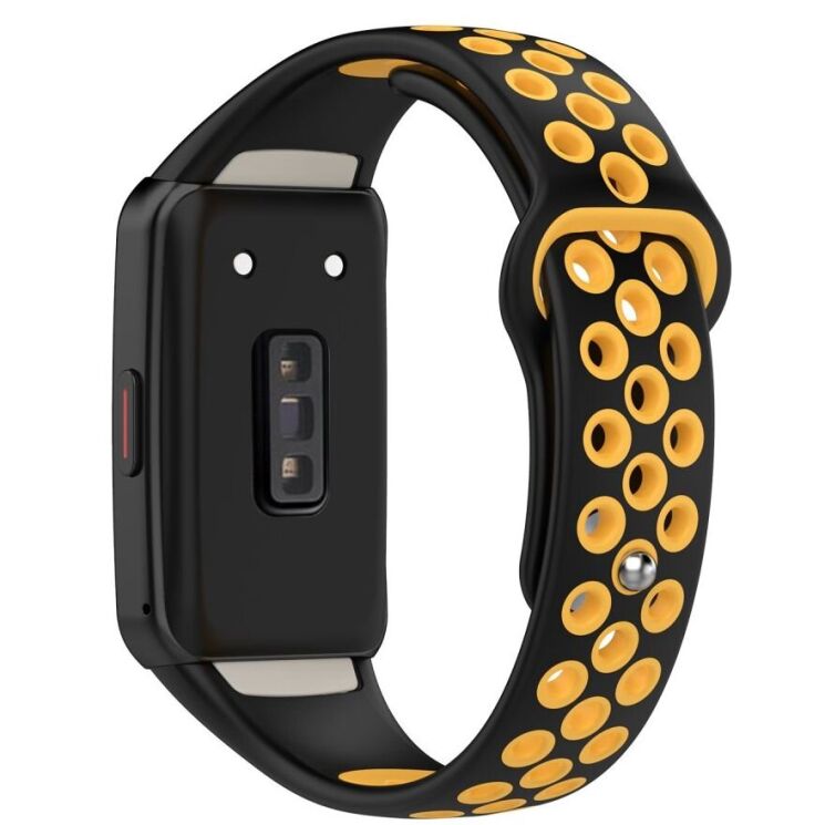 Ремінець Deexe Dot Color для Huawei Band 6 / Honor Band 6 - Black / Yellow: фото 1 з 12
