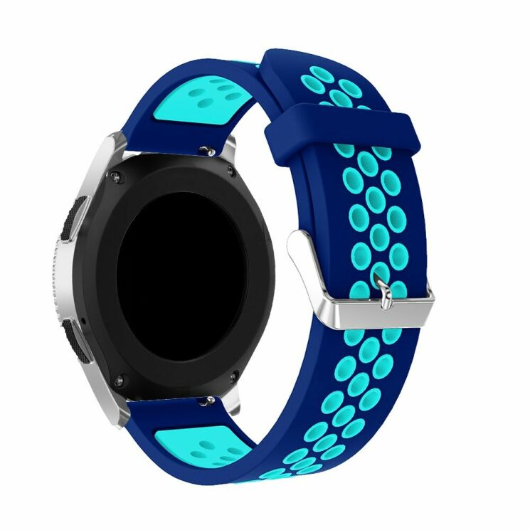 Ремешок Deexe Dual Color для Samsung Galaxy Watch 46mm / Watch 3 45mm / Gear S3 - Dark Blue / Light Blue: фото 2 из 5