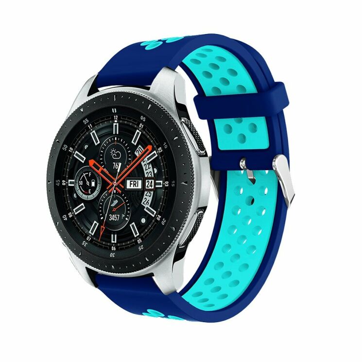 Ремешок Deexe Dual Color для Samsung Galaxy Watch 46mm / Watch 3 45mm / Gear S3 - Dark Blue / Light Blue: фото 1 из 5