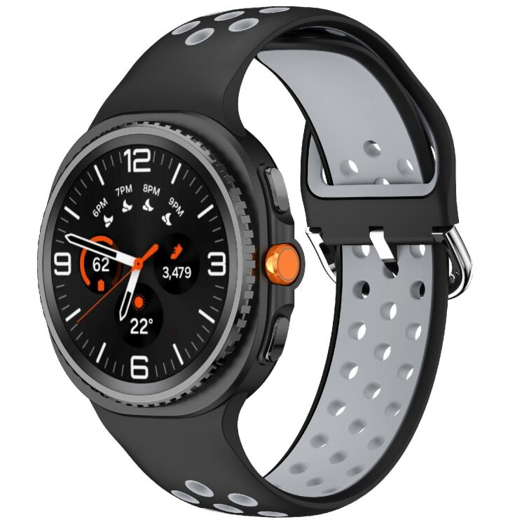 Ремешок Deexe Dual Color для Samsung Galaxy Watch 8 (40/44mm) / 8 Classic - Black / Grey: фото 2 из 6
