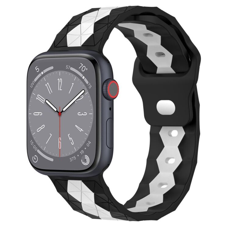 Ремінець Deexe Flex Series для Apple Watch 46 / 45 / 44 / SE 44 / 42 (Series 1-3) / Ultra / Ultra 2 / Ultra 3 - Black / White: фото 4 з 6
