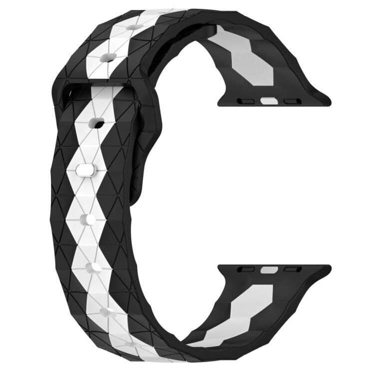 Ремінець Deexe Flex Series для Apple Watch 46 / 45 / 44 / SE 44 / 42 (Series 1-3) / Ultra / Ultra 2 / Ultra 3 - Black / White: фото 2 з 6