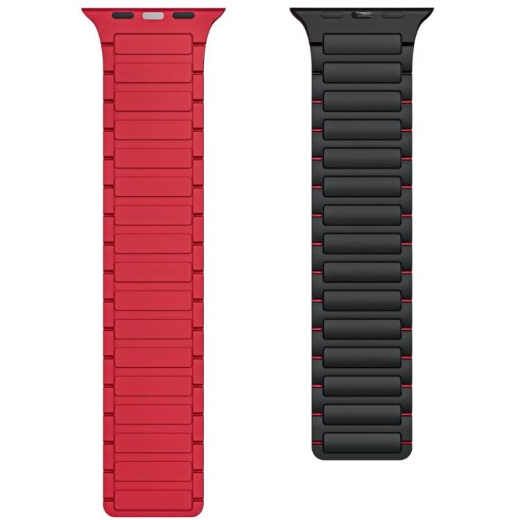 Ремінець Deexe Magnetic Band для Apple Watch 46 / 45 / 44 / SE 44 / 42 (Series 1-3) / Ultra / Ultra 2 / Ultra 3 - Black / Red: фото 2 з 4