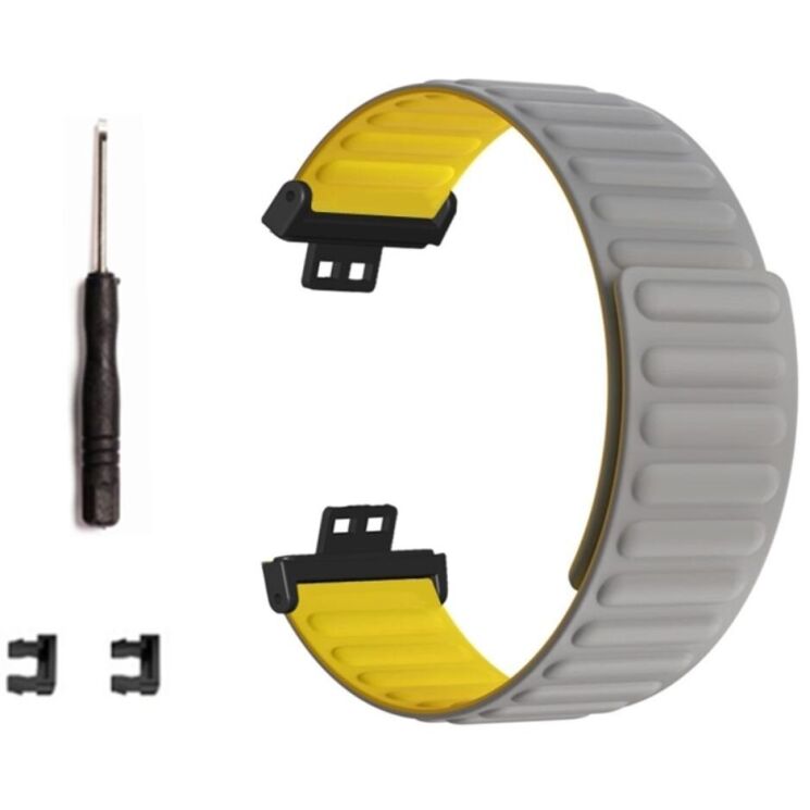 Ремешок Deexe Magnetic Band для Huawei Watch Fit - Grey / Yellow: фото 3 из 3