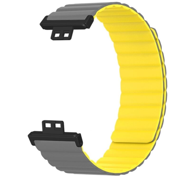 Ремешок Deexe Magnetic Band для Huawei Watch Fit - Grey / Yellow: фото 2 из 3