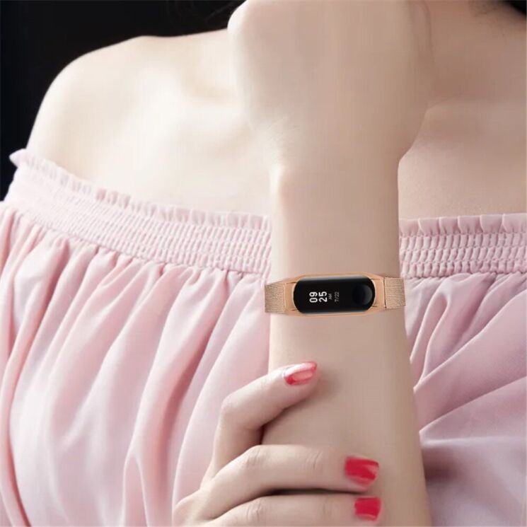 Ремінець Deexe Milanese Bracelet для Xiaomi Mi Band 7 - Rose Gold: фото 7 з 7