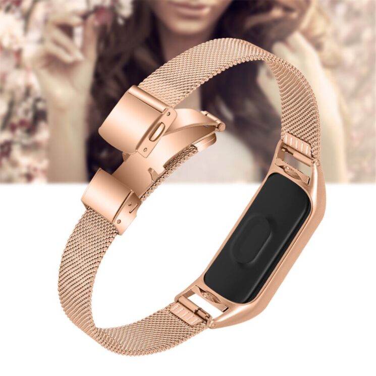 Ремінець Deexe Milanese Bracelet для Xiaomi Mi Band 7 - Rose Gold: фото 5 з 7