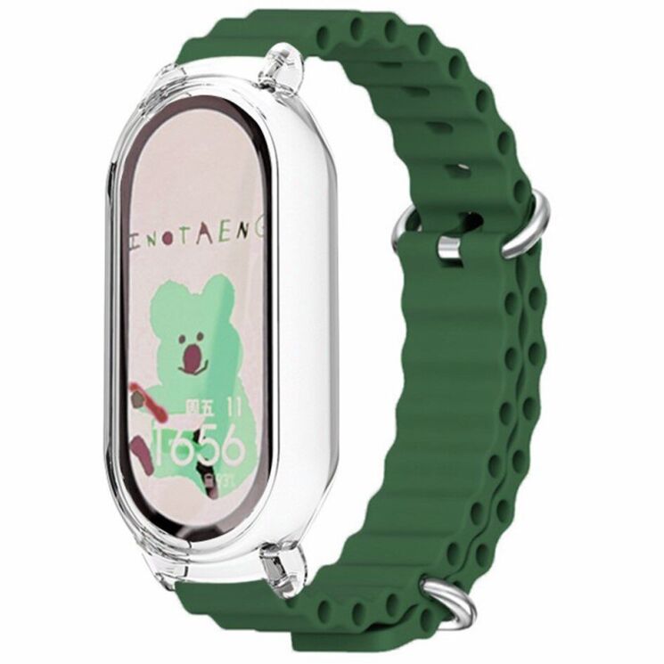 Ремешок Deexe Ocean Silicone для Xiaomi Mi Band 7 - Dark Green: фото 2 из 7