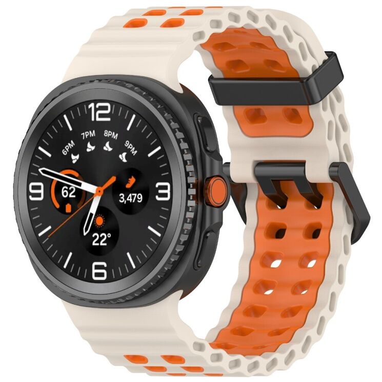 Ремешок Deexe Ocean Strap для Samsung Galaxy Watch 8 (40/44mm) / 8 Classic - Starlight / Orange (384117SO) Ремешок Deexe Ocean Strap для Samsung Galaxy Watch 8 (40/44mm) / 8 Classic - Starlight / Orange: фото 2 из 6